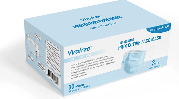 Protective disposable mask 50 pack box